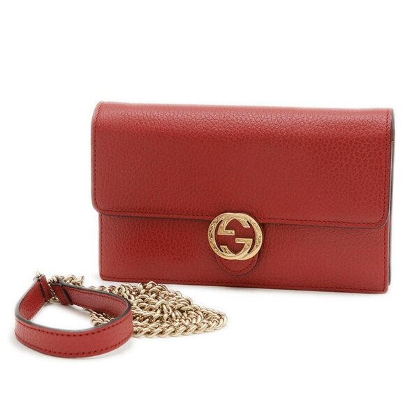 GUCCI Interlocking Leather Shoulder Bag 499-053025